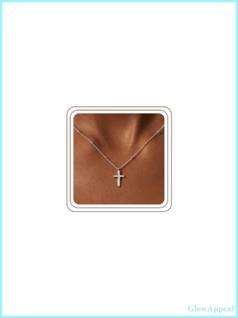 925 Sterling Silver 18K Gold Cross Pendant Bead Chain Necklace